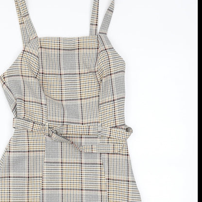 Preloved Primark Womens Brown Gingham  Fit & Flare  Size 4 - Detail