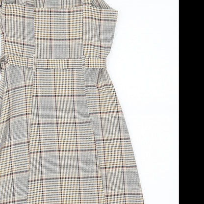 Preloved Primark Womens Brown Gingham  Fit & Flare  Size 4 - Label
