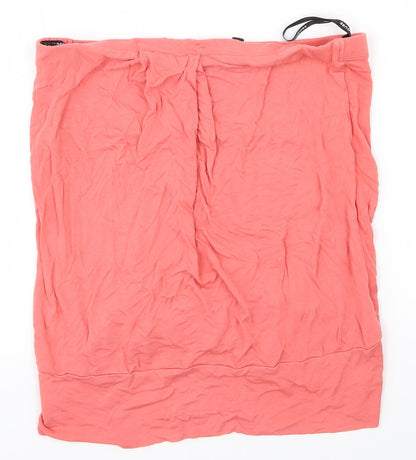 Additional front view of Warehouse Definitives women’s pink a-line skirt, size UK 12