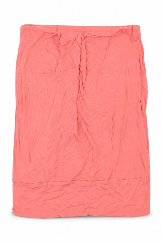 Front view of Warehouse Definitives women’s pink a-line skirt, size UK 12