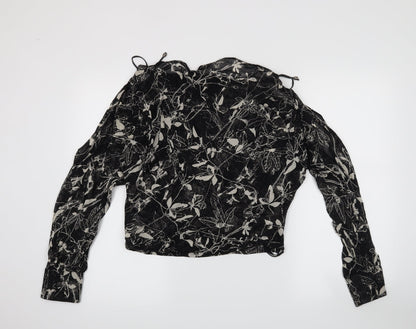 Back view of Mango women’s black floral basic blouse, size M