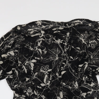 Close-up detail of Mango women’s black floral basic blouse, size M
