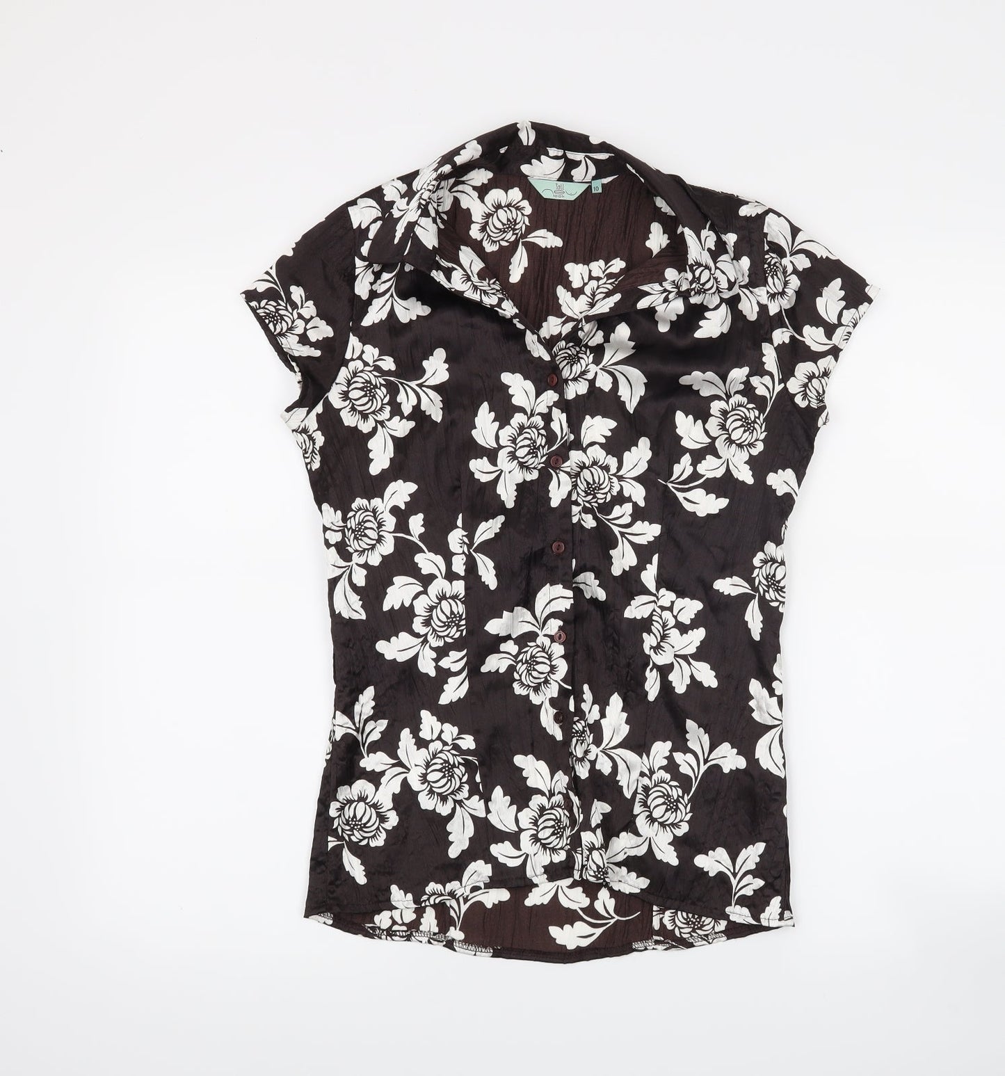 New Look Womens Black Floral  Basic Button-Up Size 10