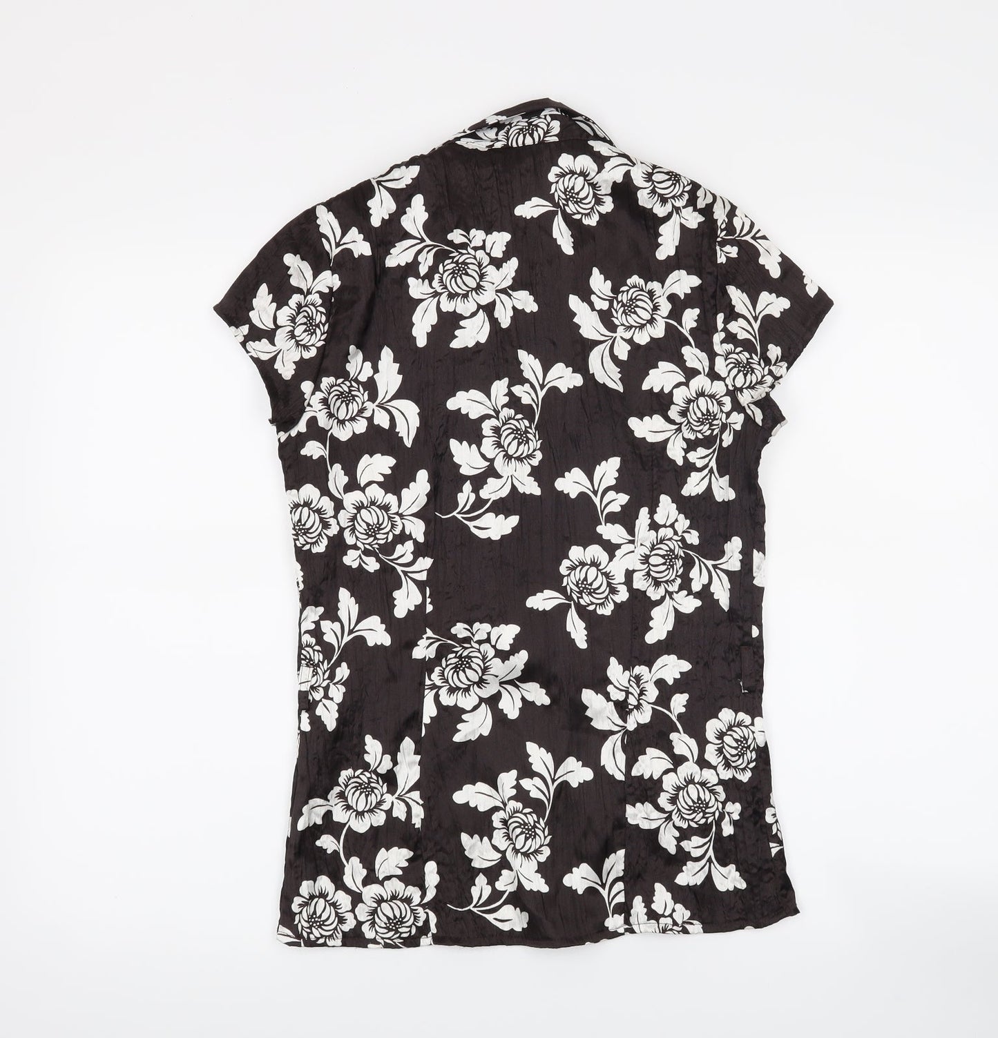 New Look Womens Black Floral  Basic Button-Up Size 10
