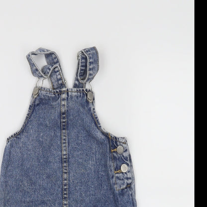 Close-up detail of E-vie Angel girls’ blue houndstooth pinafore/dungaree dress, size 3, years
