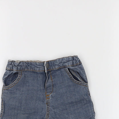 Close-up detail of Babies boys’ blue cropped jeans, size 12-18, months