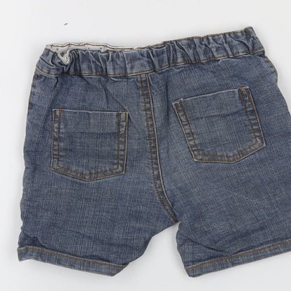 Brand and care label for Babies boys’ blue cropped jeans, size 12-18, months