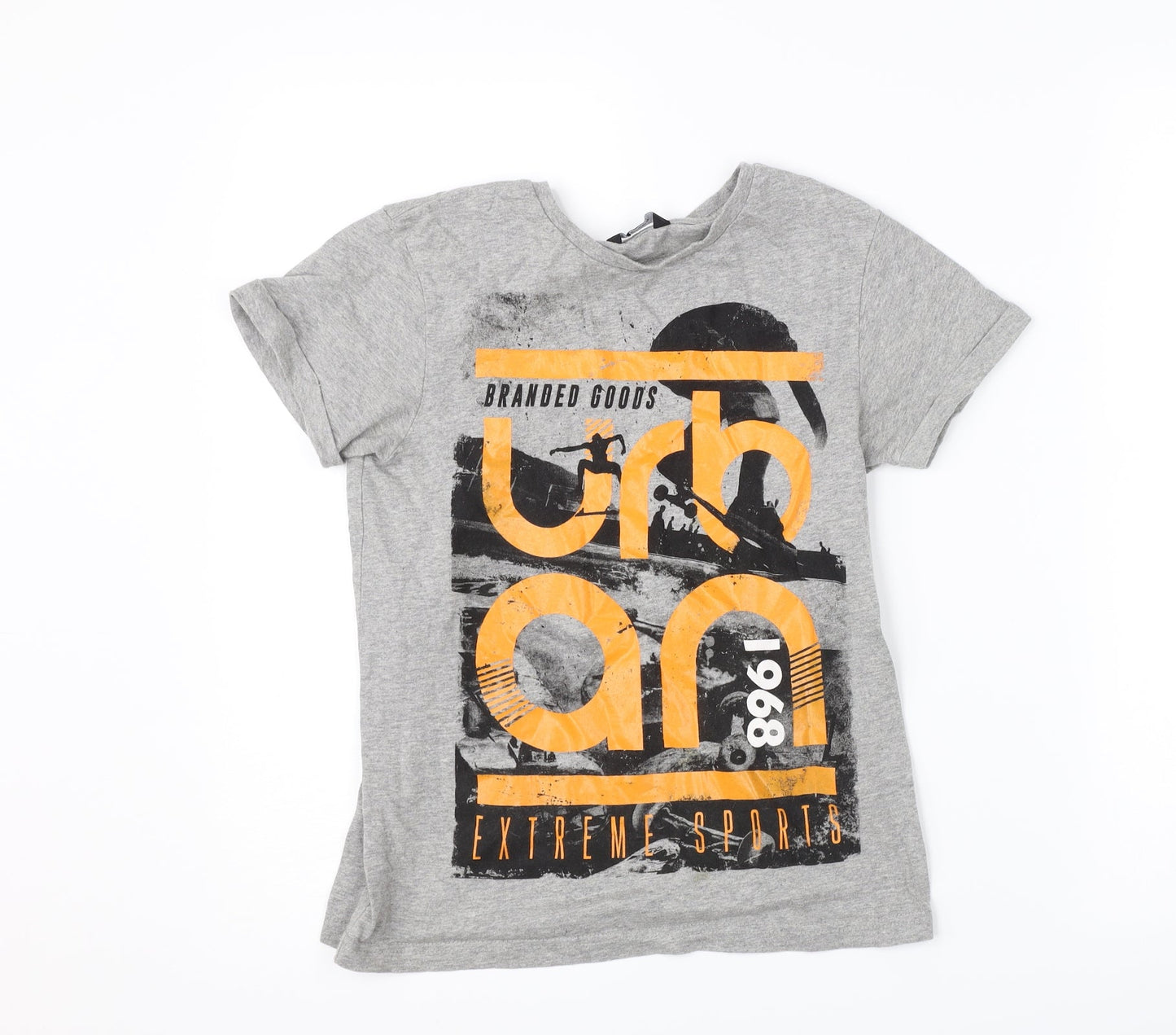 George Boys Grey   Basic T-Shirt Size 8-9 Years  - graphic