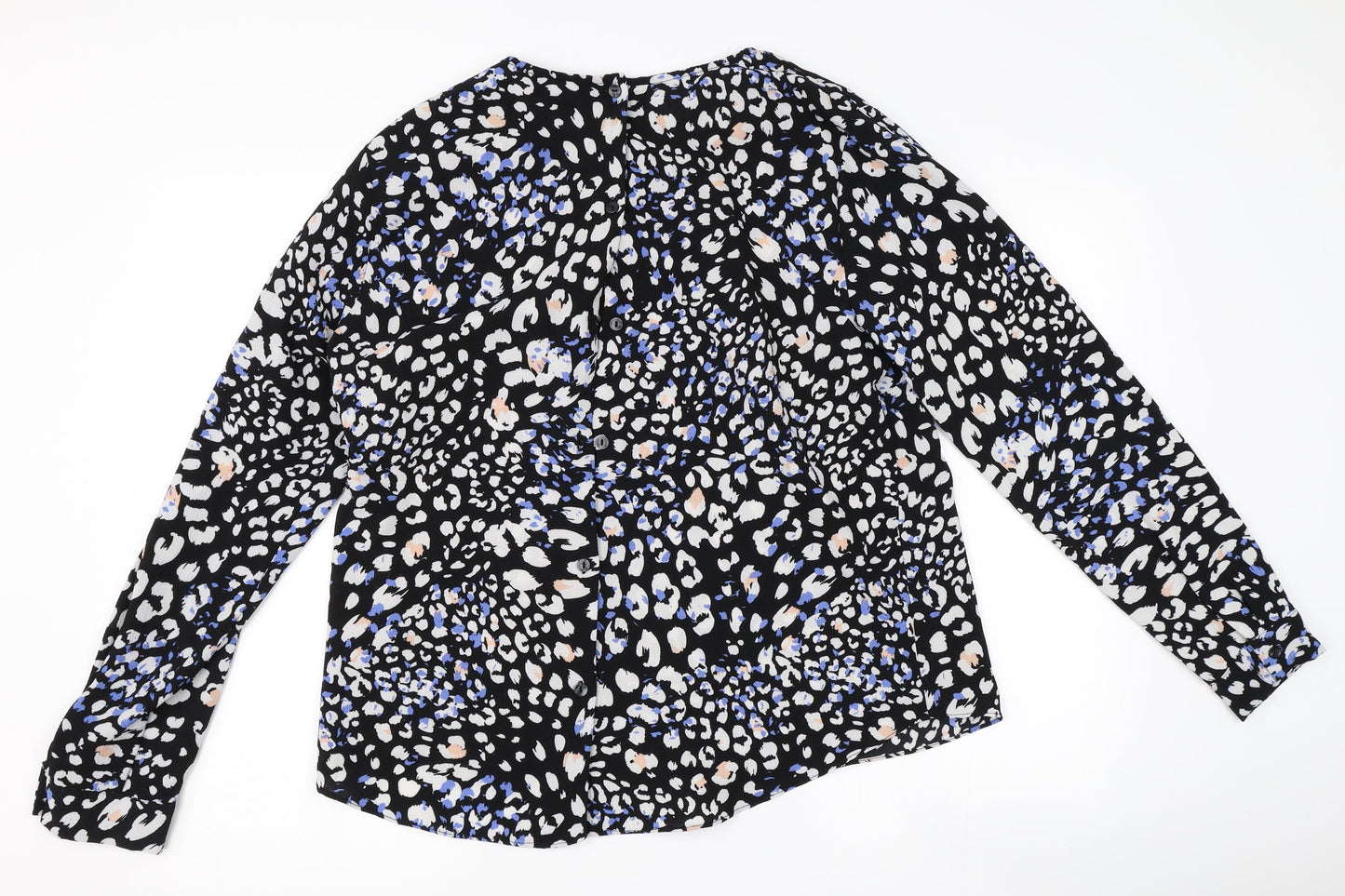New Look Womens Black Animal Print  Basic Button-Up Size 16
