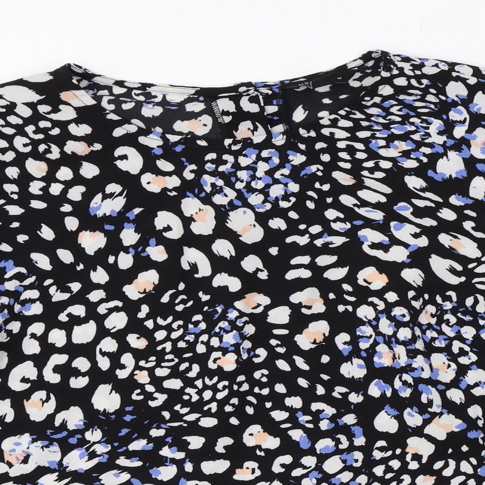 New Look Womens Black Animal Print  Basic Button-Up Size 16