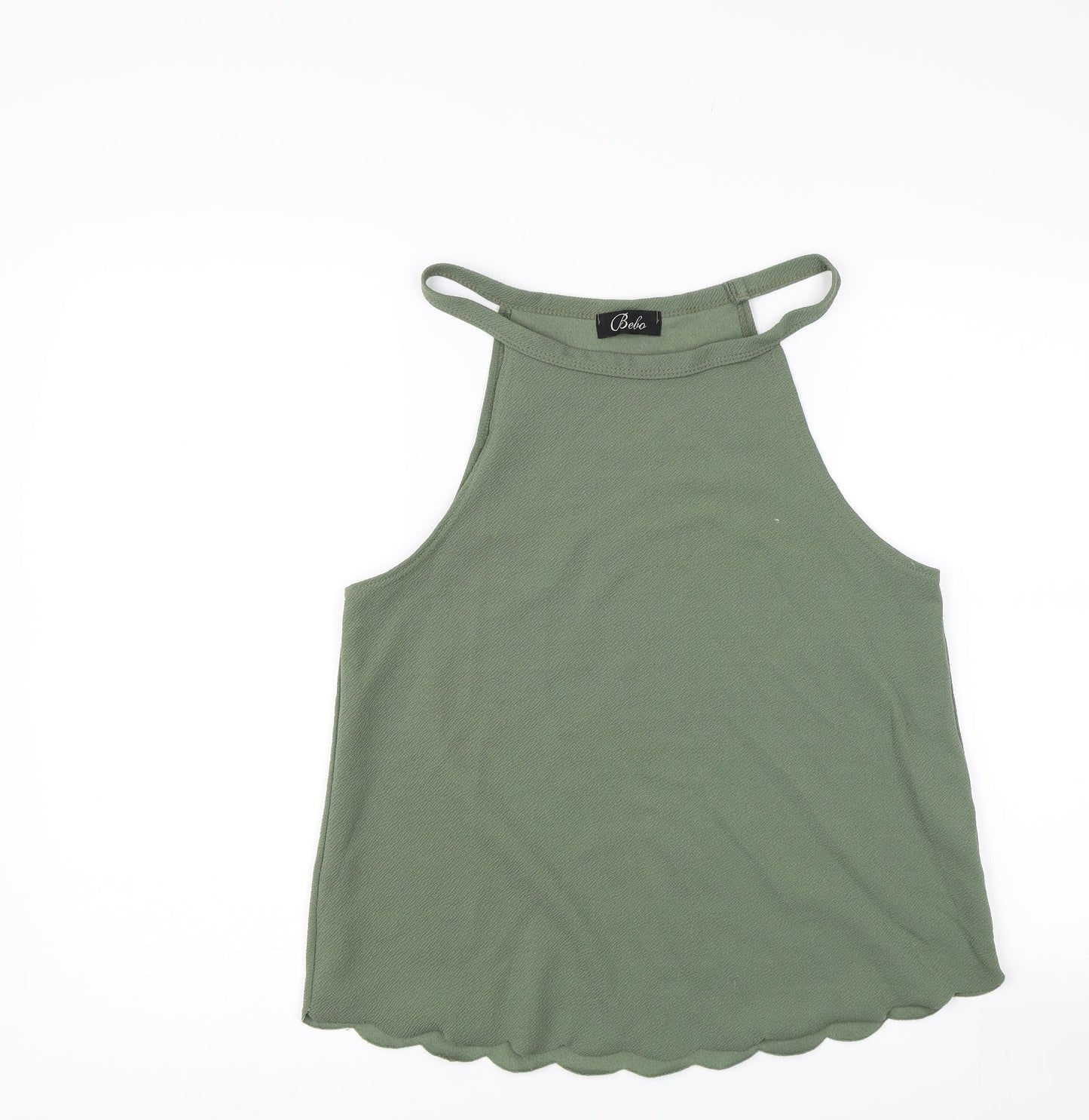 bebo Womens Green   Basic Tank Size M  - Scallop Hem
