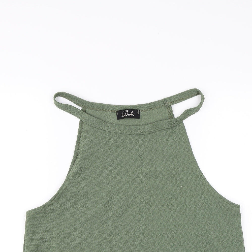 bebo Womens Green   Basic Tank Size M  - Scallop Hem
