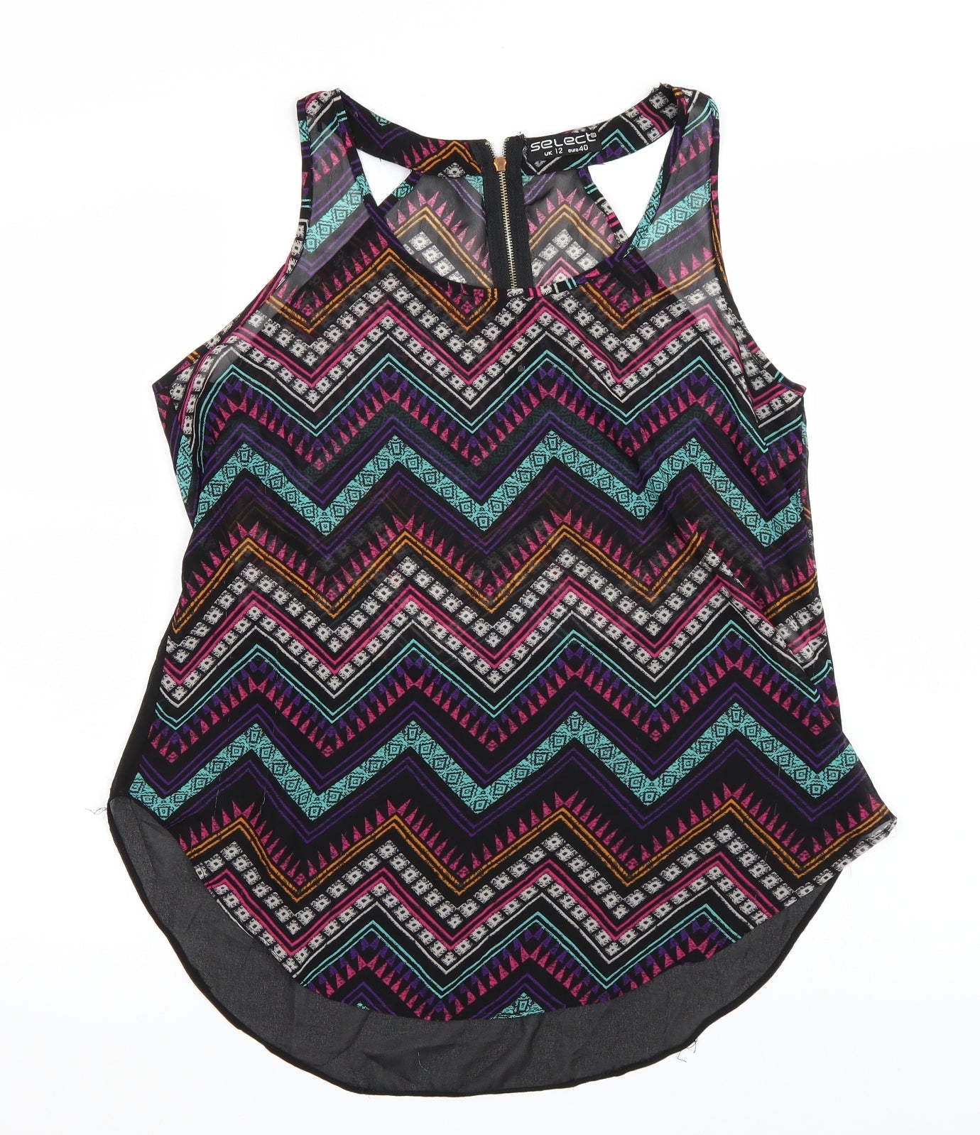 Select Womens Multicoloured Geometric  Basic Tank Size 12