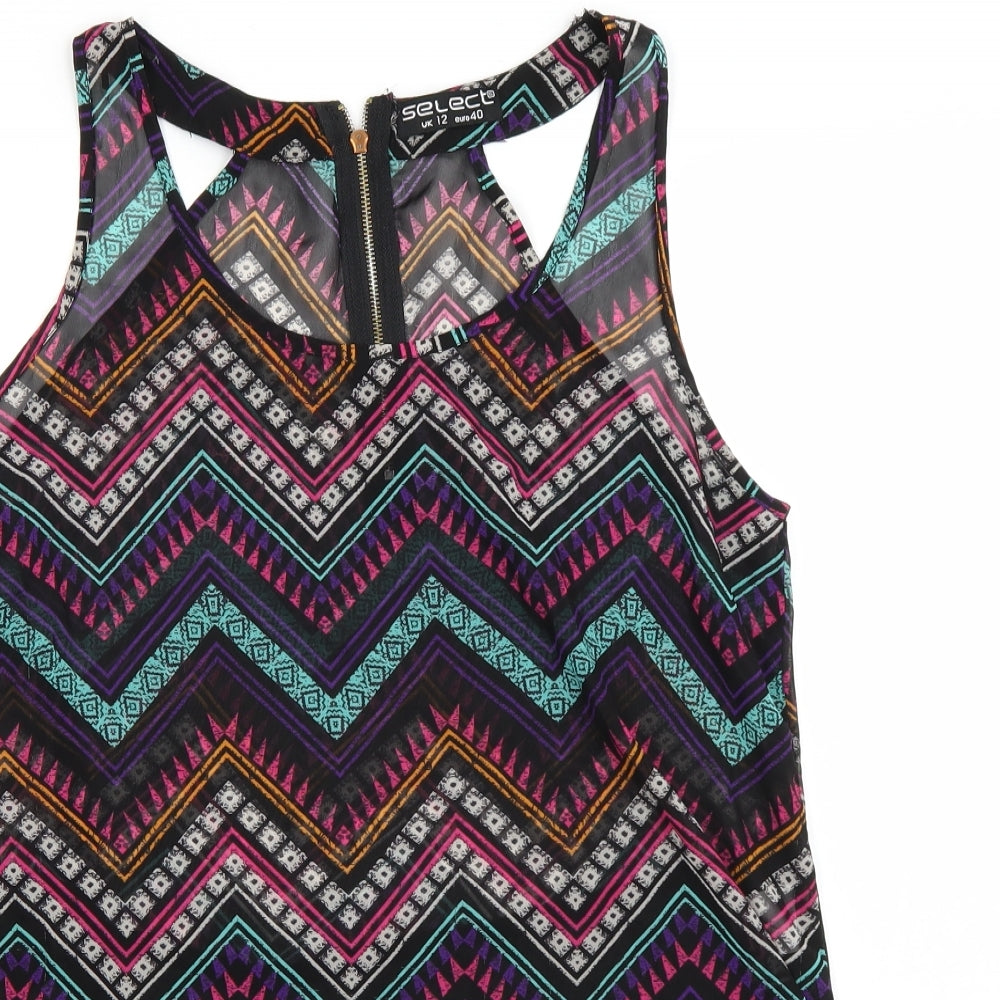 Select Womens Multicoloured Geometric  Basic Tank Size 12