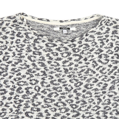 Close-up detail of Next women’s grey animal print jumper, size UK 6