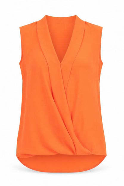 Front view of Paraphrase women’s orange basic blouse, size UK 10