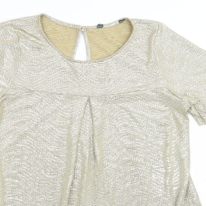 Close-up detail of Blooming Marvellous women’s gold basic blouse, size UK 16