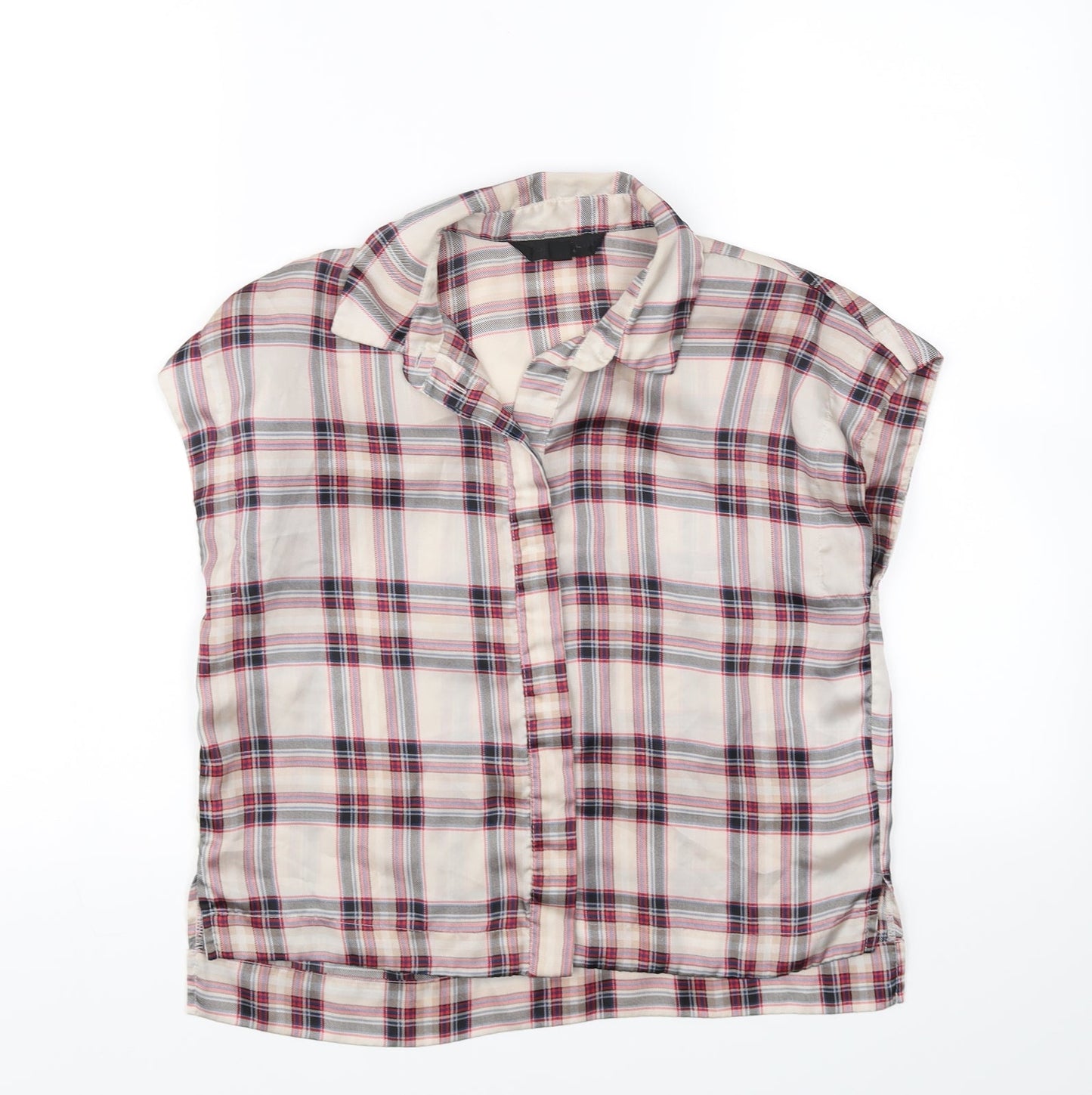 Topshop Womens Multicoloured Check  Basic Button-Up Size 6