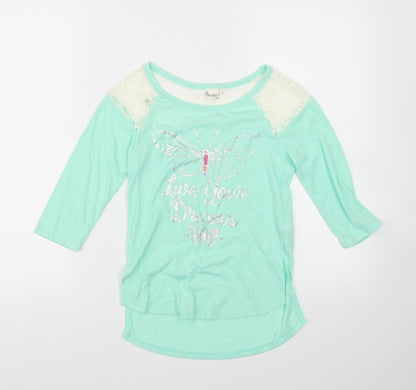 Additional front view of Mudd girls’ green basic t-shirt, size 10, years