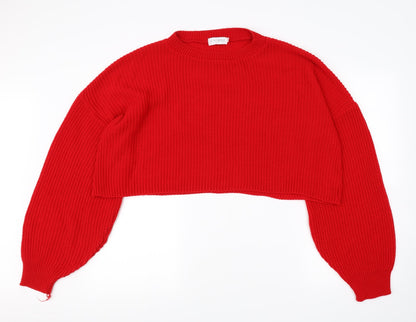 Front view of In the Style women’s red jumper, size UK 10