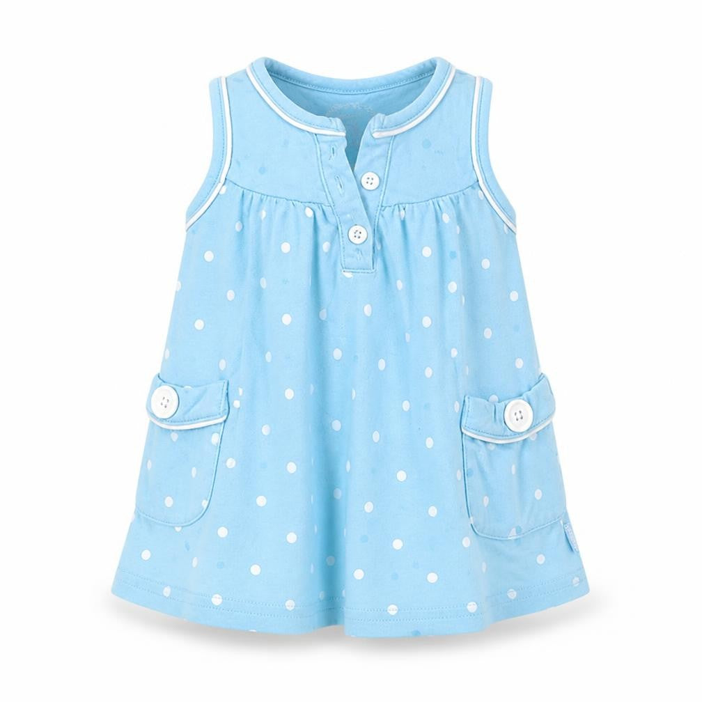 Pumpkin Patch Girls Blue Polka Dot  T-Shirt Dress  Size 12-18 Months