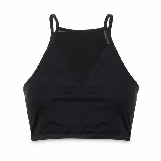 Front view of label women’s black basic t-shirt, size M