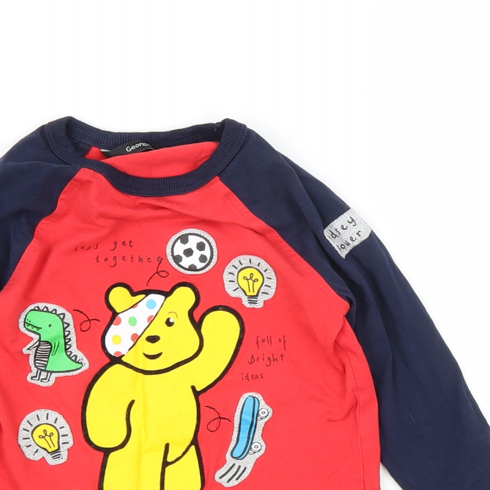 George Boys Red   Basic T-Shirt Size 3-4 Years