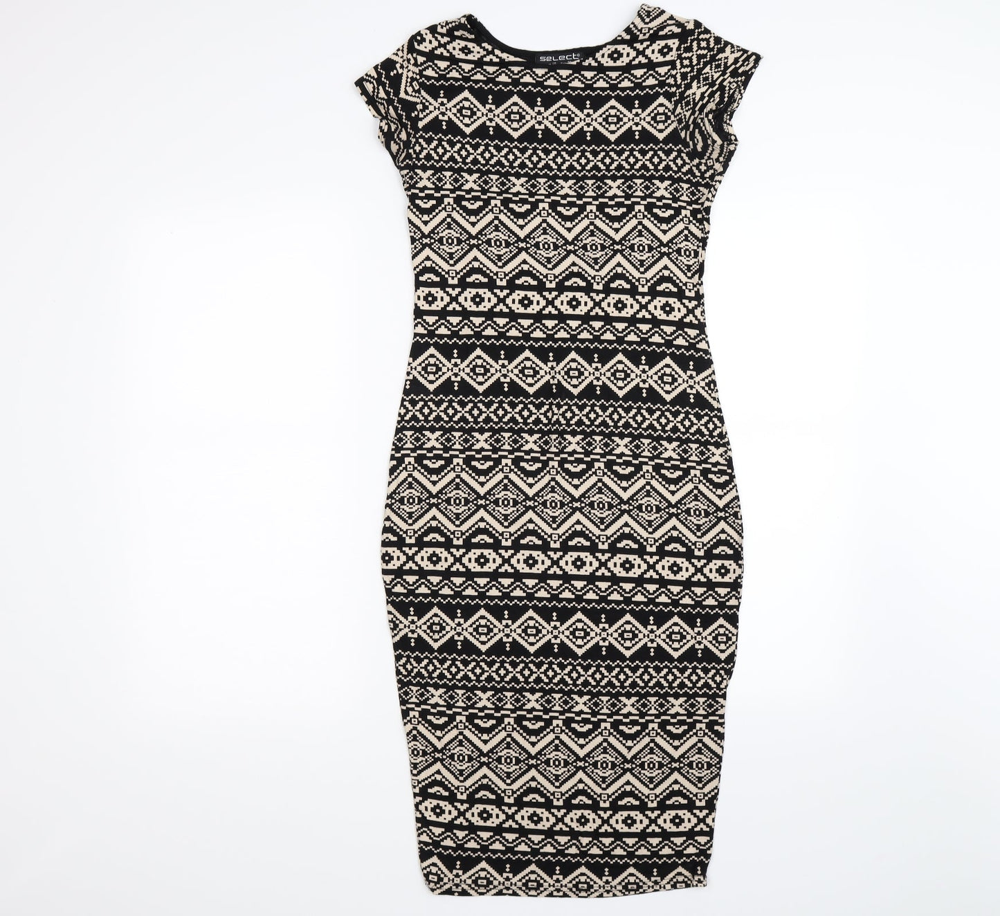 Select Womens Brown Geometric Rayon Bodycon  Size 8