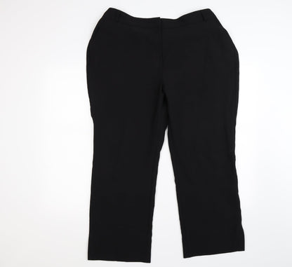 Front view of Capsule women’s black trousers, size UK 18, 27-inch leg - work office formal