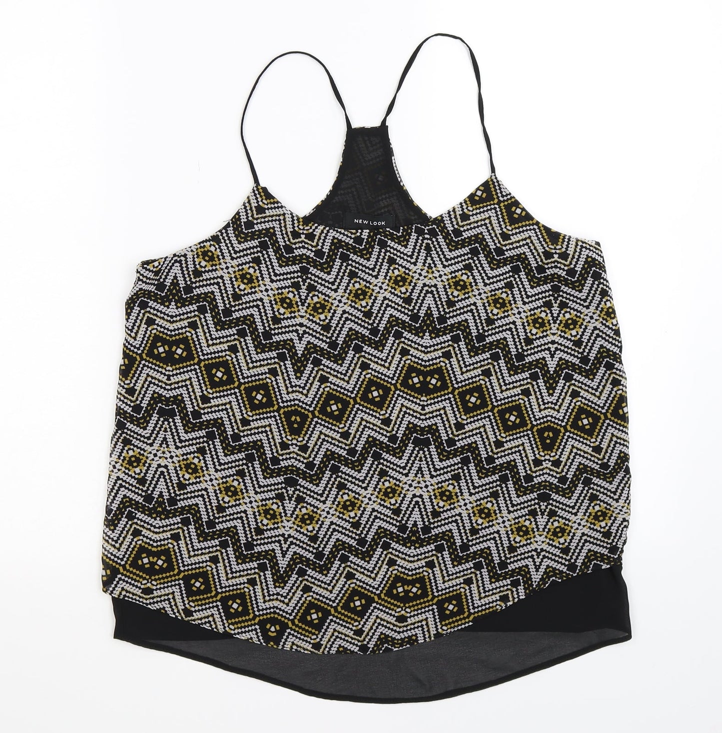 New Look Womens Black Geometric Chiffon Basic Tank Size 12