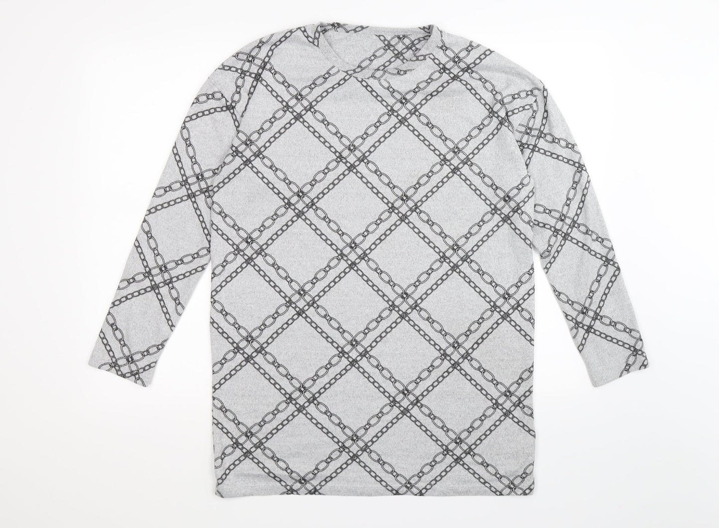 F&F Womens Grey Check Knit Pullover Jumper Size 14  - chains