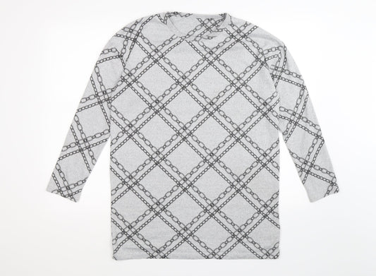 F&F Womens Grey Check Knit Pullover Jumper Size 14  - chains