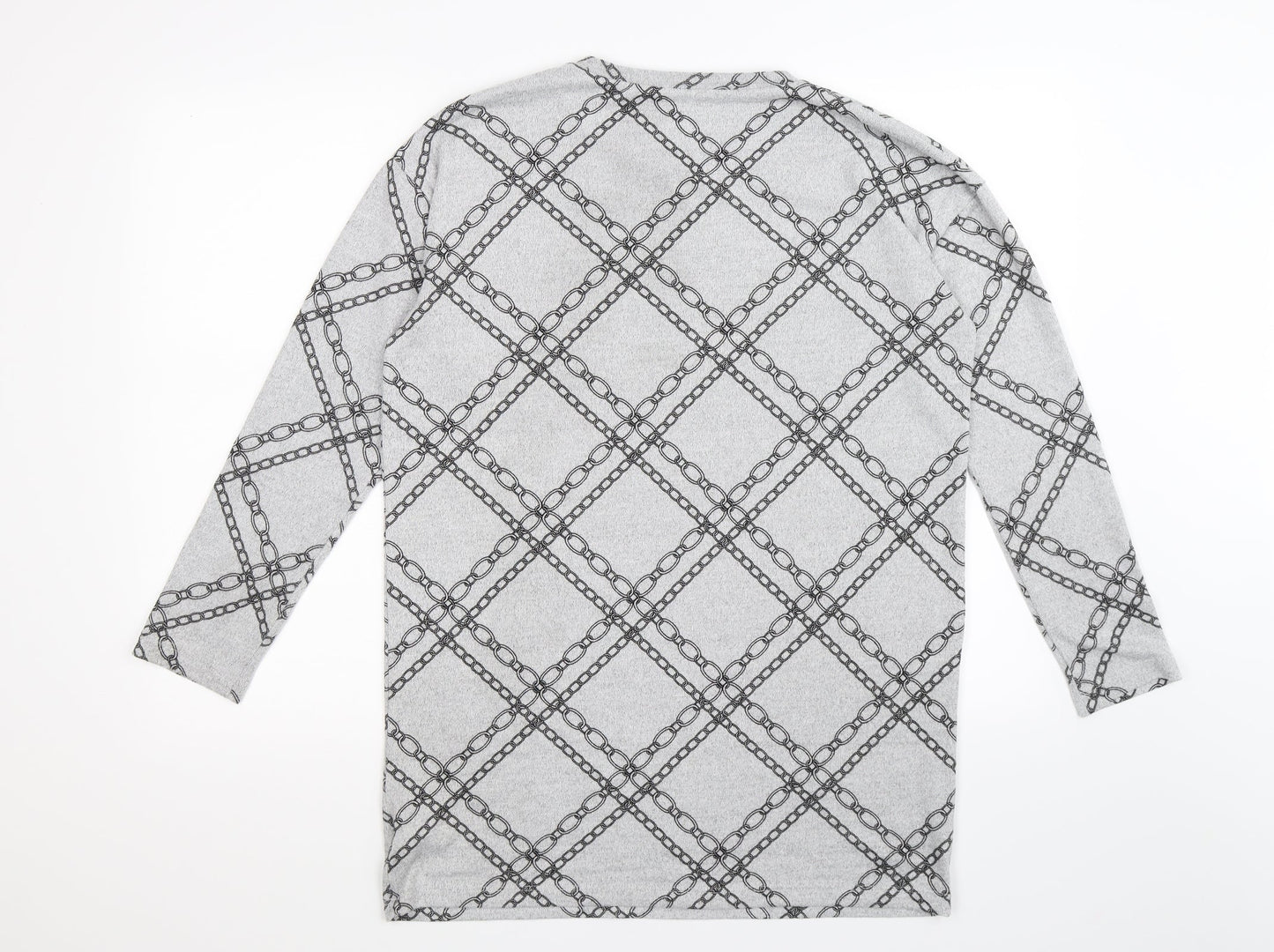 F&F Womens Grey Check Knit Pullover Jumper Size 14  - chains