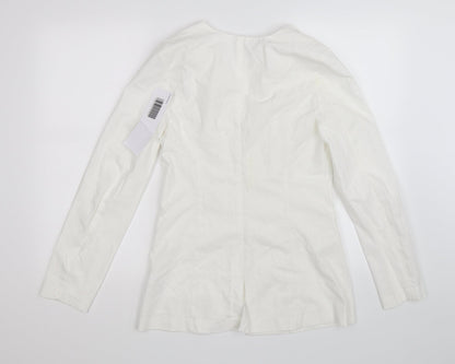 Back view of JustFab women’s white jacket, size XS