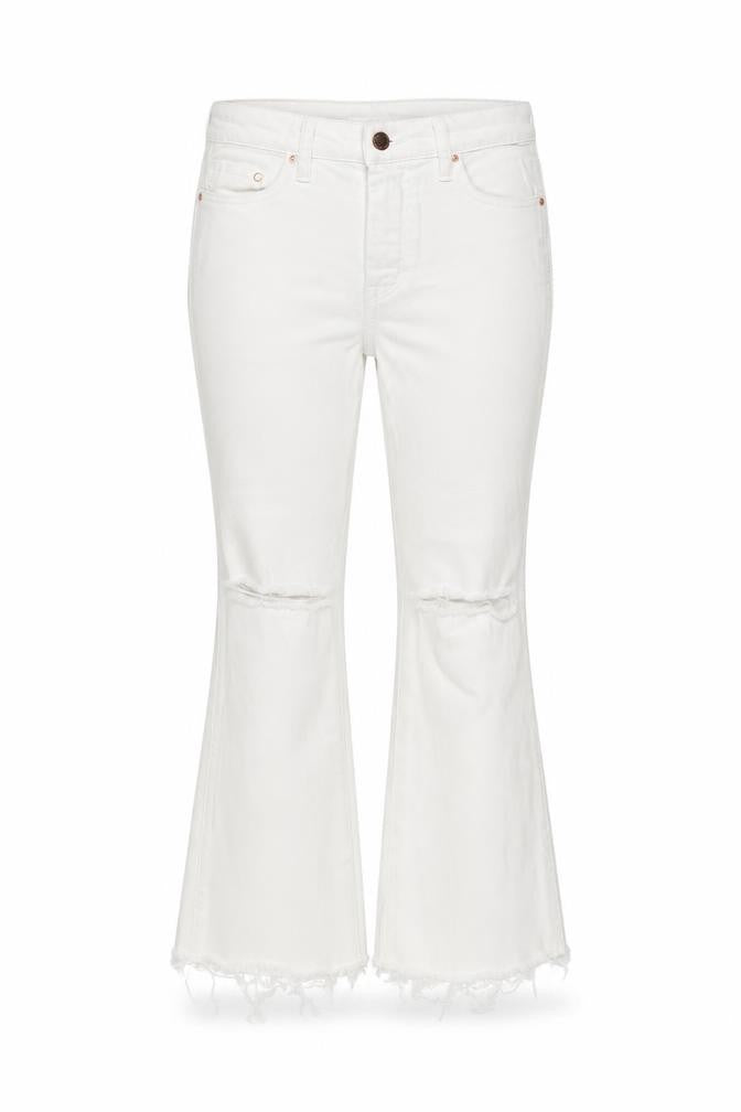 H&M Womens White  Denim Flared Jeans Size 28 in L24 in - cut off distressed