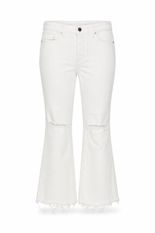 H&M Womens White  Denim Flared Jeans Size 28 in L24 in - cut off distressed