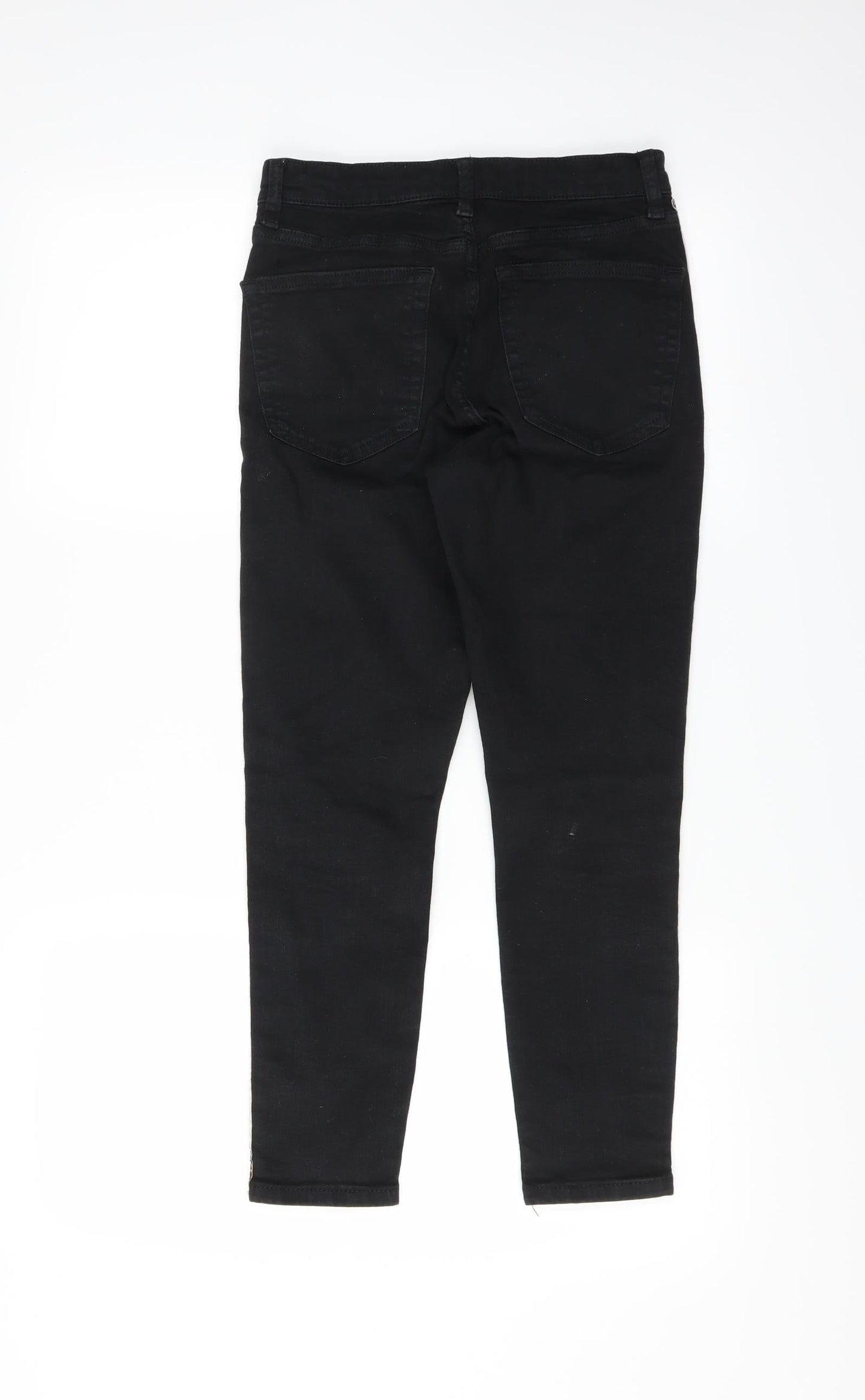 Topshop Womens Black  Denim Skinny Jeans Size 28 in L28 in - animal print trim