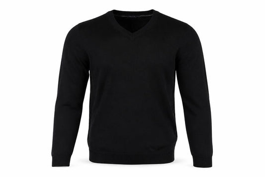 Front view of Easy men’s black jumper, size S