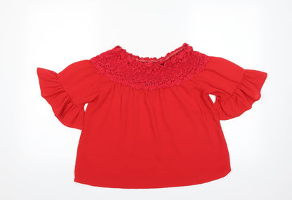 Additional front view of Quiz women’s red basic blouse, size UK 8