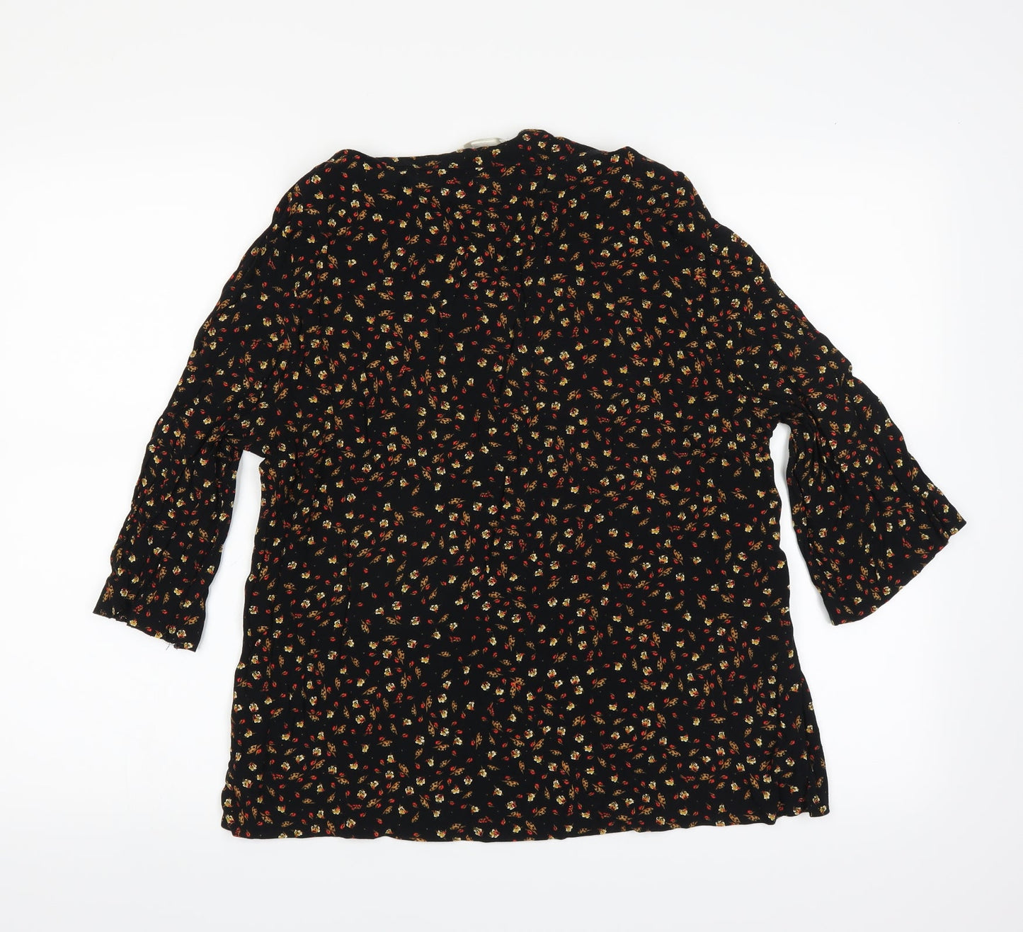 H&M Womens Black Floral  Basic Blouse Size 10