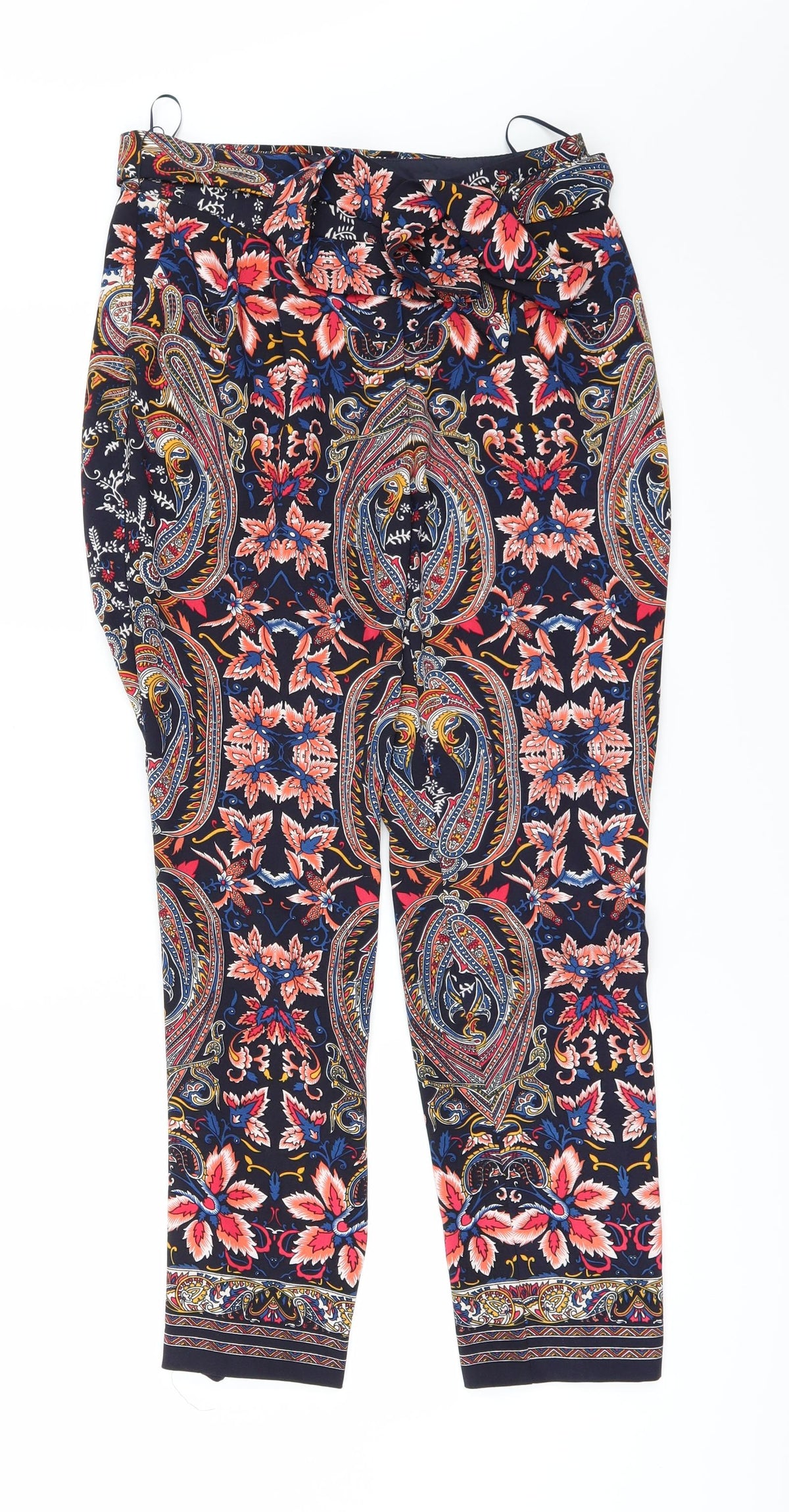 Oasis Womens Multicoloured Geometric  Trousers  Size 8 L27 in