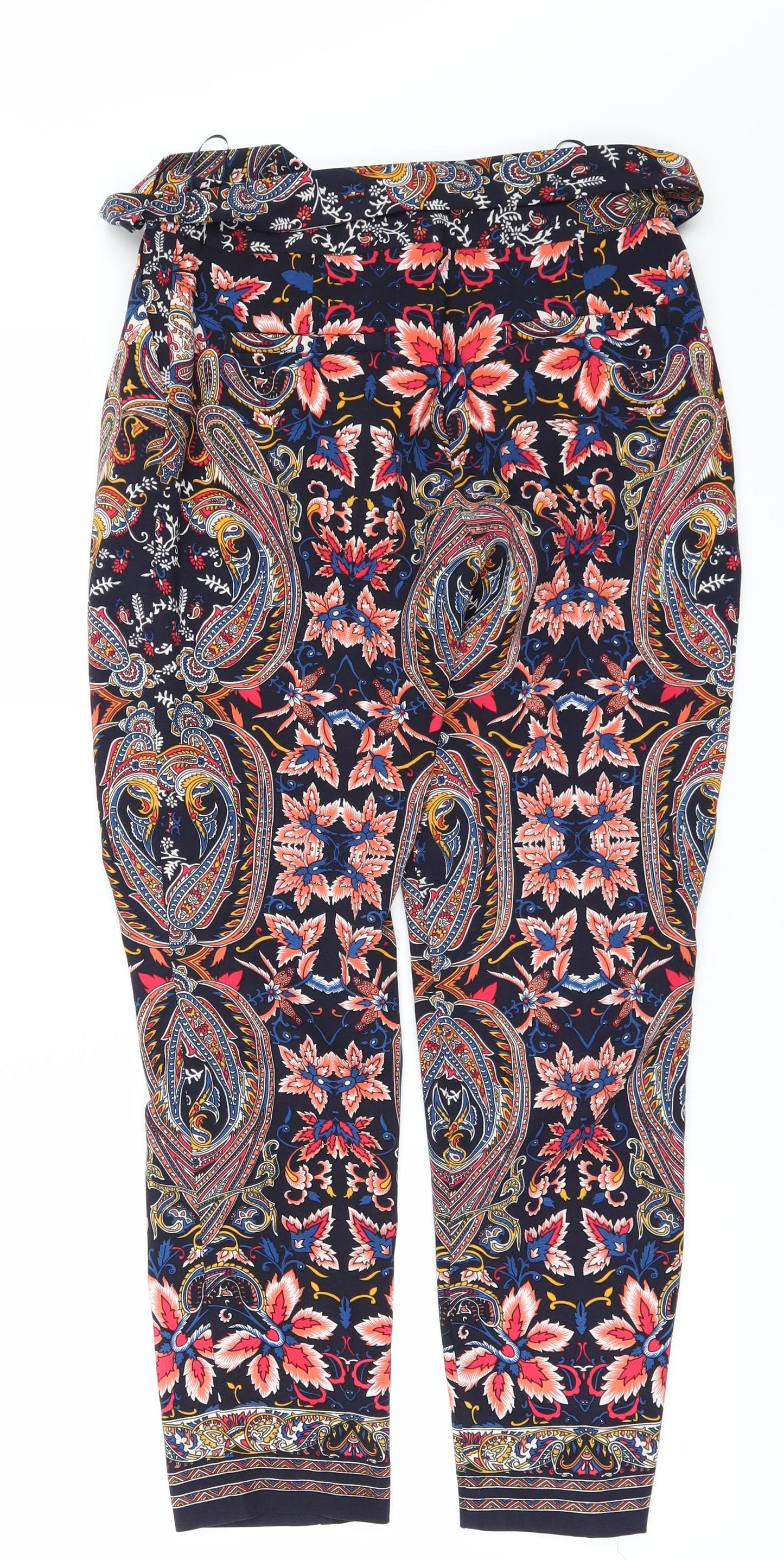 Oasis Womens Multicoloured Geometric  Trousers  Size 8 L27 in