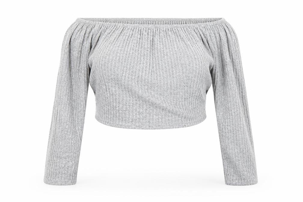 PRETTYLITTLETHING Womens Grey   Cropped Blouse Size 18