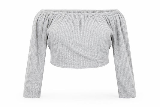 PRETTYLITTLETHING Womens Grey   Cropped Blouse Size 18