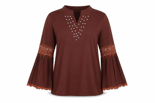 Front view of Berksha women’s red tunic blouse, size M