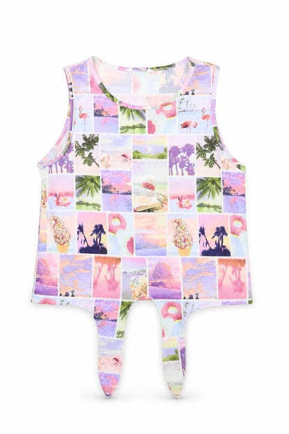 Front view of SHEIN girls’ multicoloured basic tank, size 11-12, years