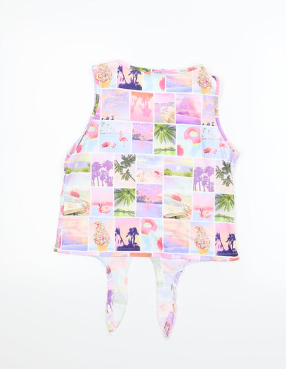 Back view of SHEIN girls’ multicoloured basic tank, size 11-12, years