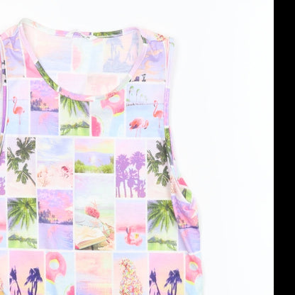 Close-up detail of SHEIN girls’ multicoloured basic tank, size 11-12, years
