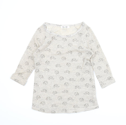 New Look Womens Beige Animal Print  Pullover Jumper Size 10