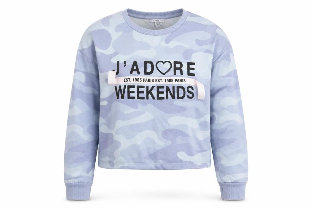 Primark Girls Blue Camouflage  Pullover Hoodie Size 13-14 Years